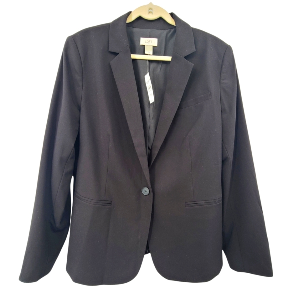 LOFT One Button Classic Blazer NWT Black size 16